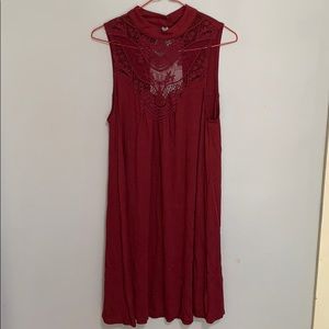 HeartSoul Deep Red Flowy Dress w/ Lace Cutout sz M